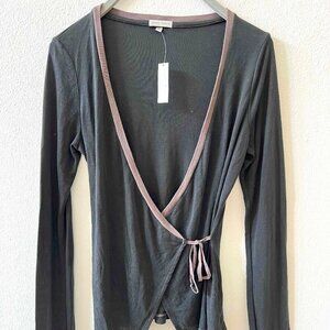 NWT! SUPER Soft James Perse Micro-Ribbed Wrap Long Sleeve Top $150
